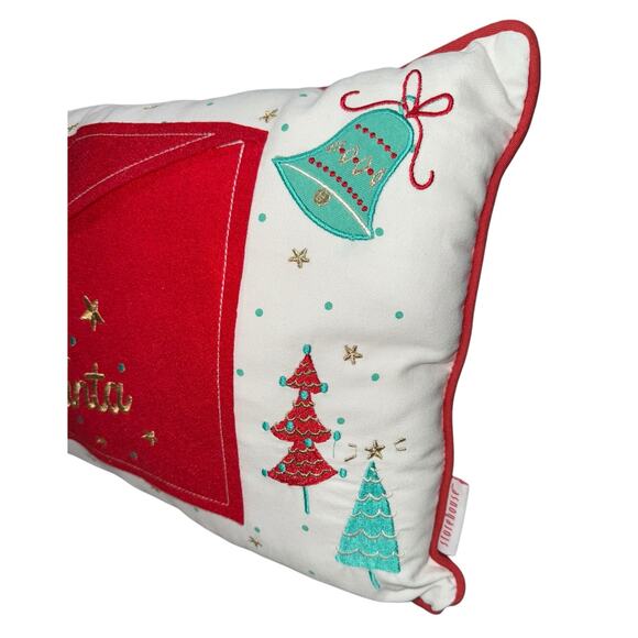 Storehouse Decorative Lumbar Pillow Letters To Santa Christmas Embroidered 12x22 - Picture 4 of 10